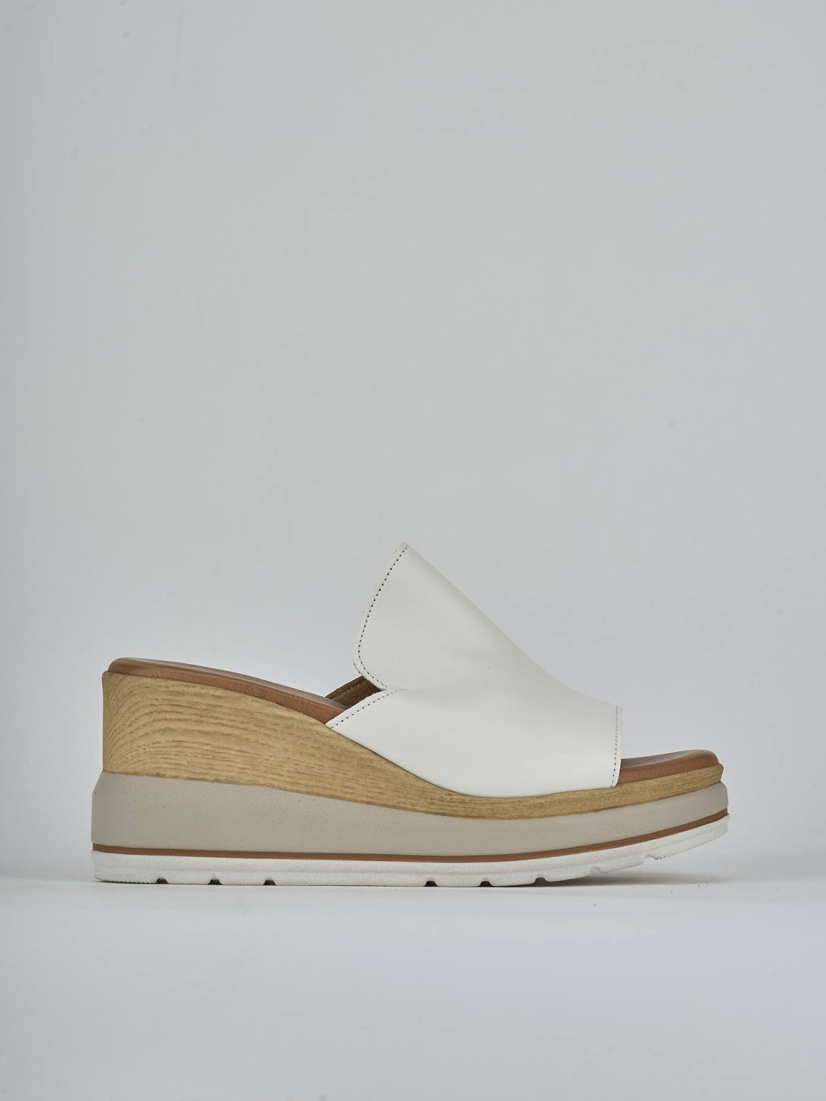Mules tacón 9 cm blanco cuero