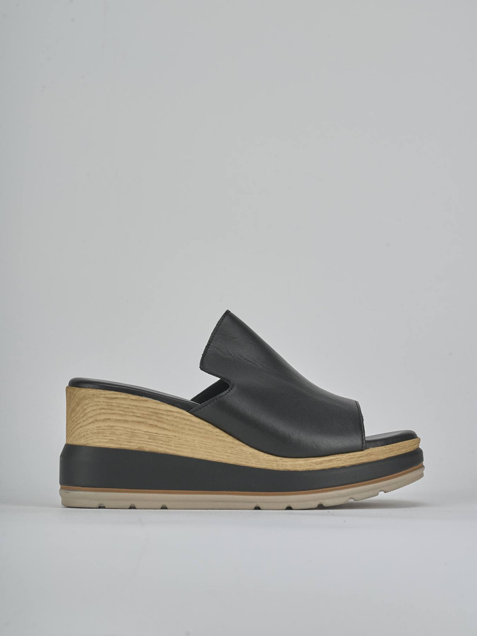 Mules tacón 9 cm negro cuero