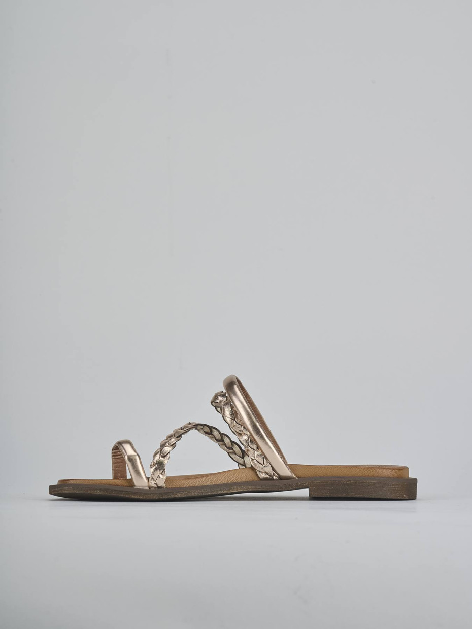 Slippers heel 1 cm bronze leather