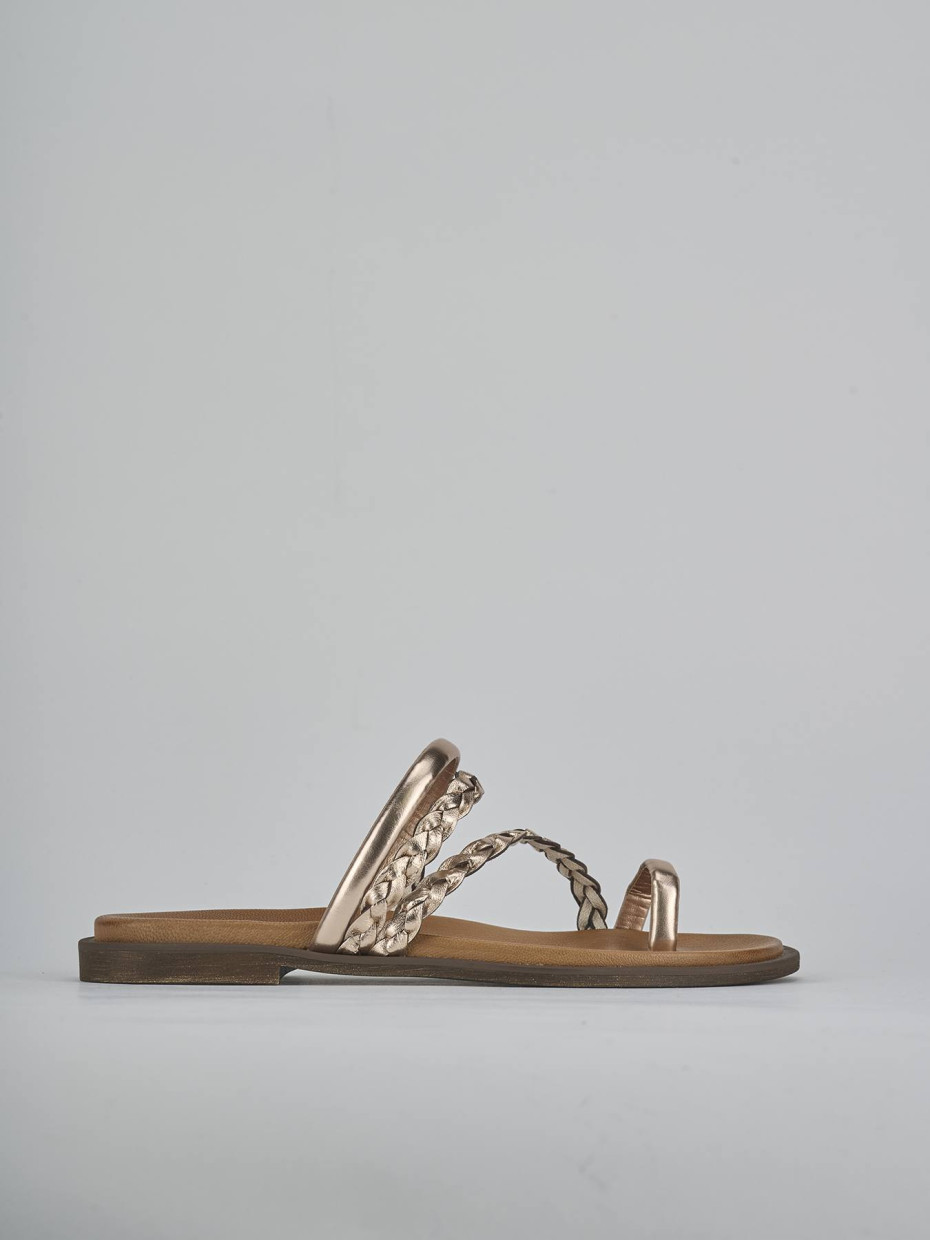 Slippers heel 1 cm bronze leather