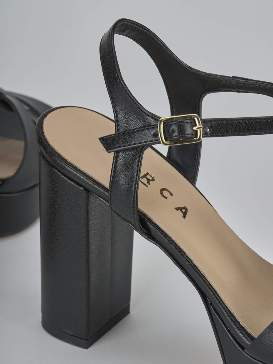 Sandalias de tacón alto tacón 9 cm negro cuero