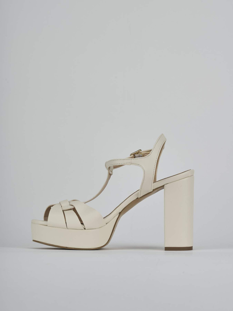 Sandalias de tacón alto tacón 9 cm beis cuero