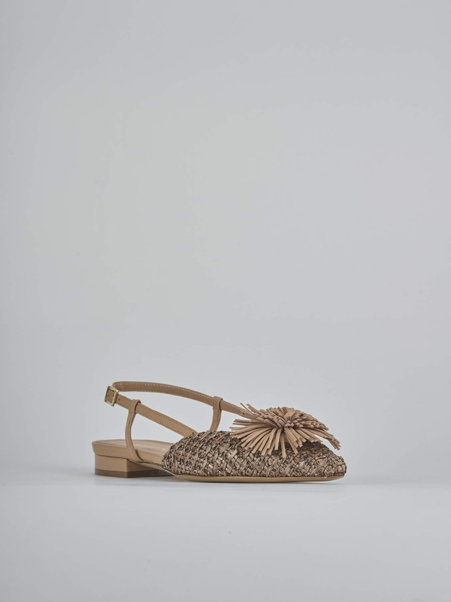 Flat shoes heel 1 cm brown leather