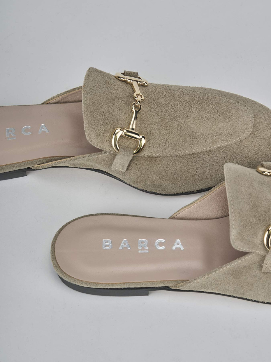Sabot heel 1 cm beige suede