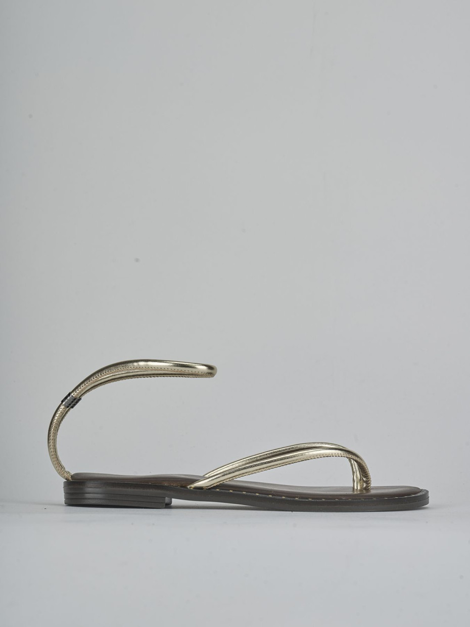 Low heel sandals heel 1 cm gold laminated