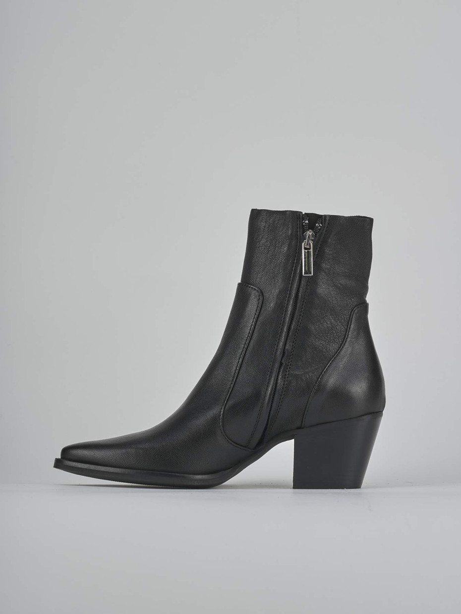 Botines de tacón alto tacón 7 cm negro cuero