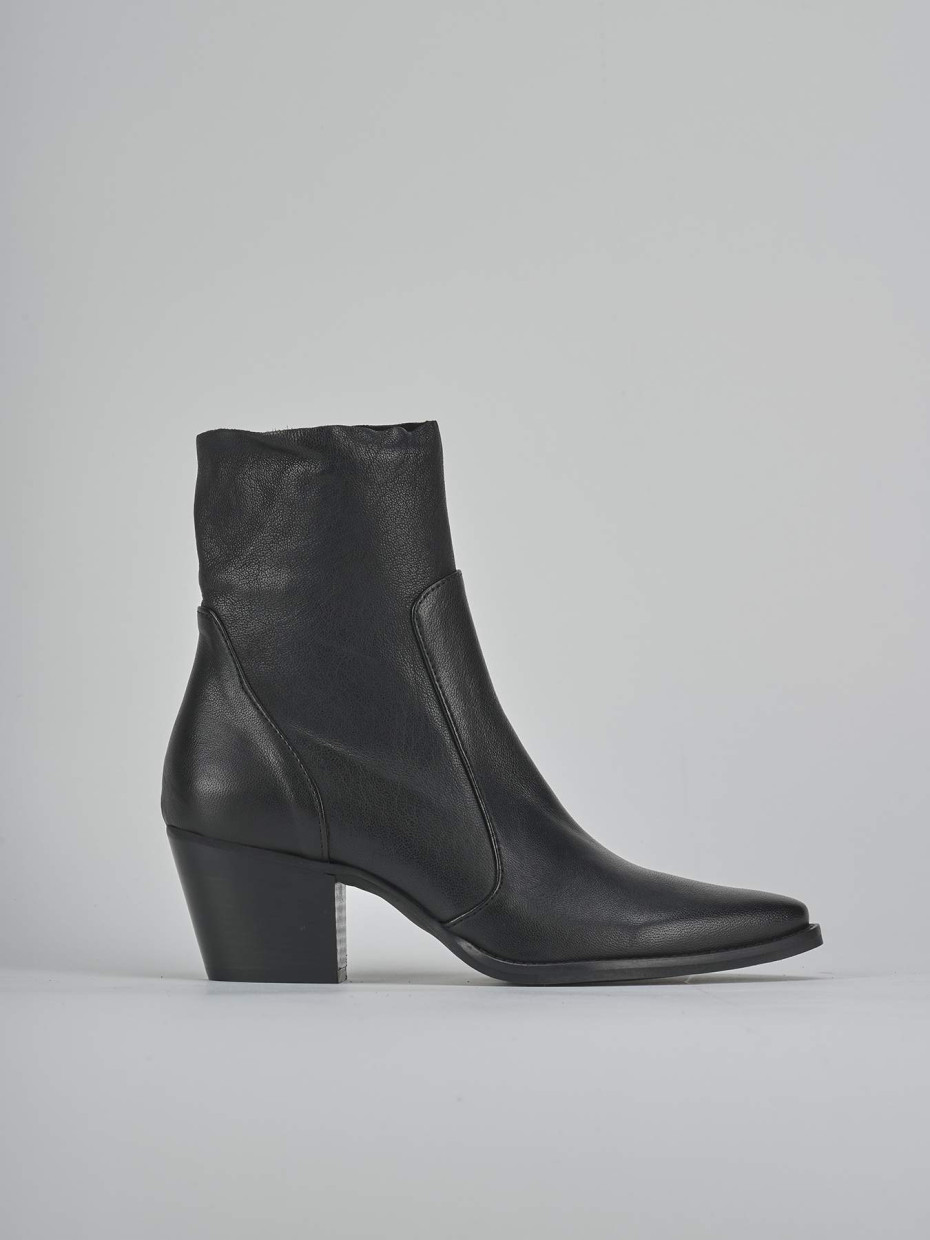 Botines de tacón alto tacón 7 cm negro cuero