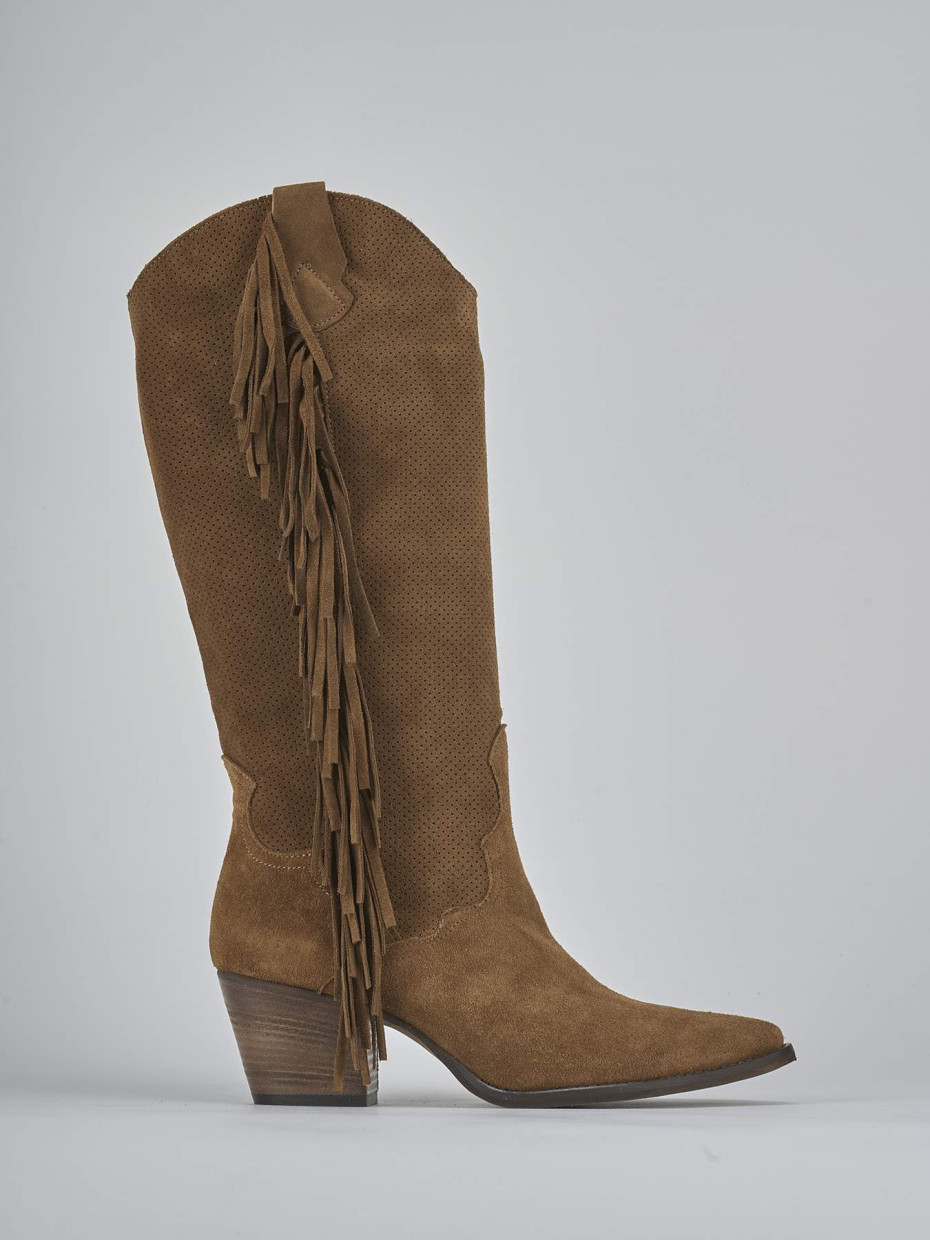 High heel boots heel 6 cm brown suede