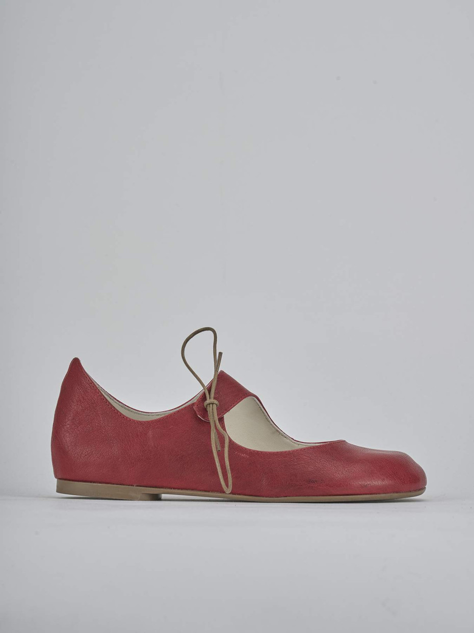 Bailarinas tacón 1 cm rojo cuero