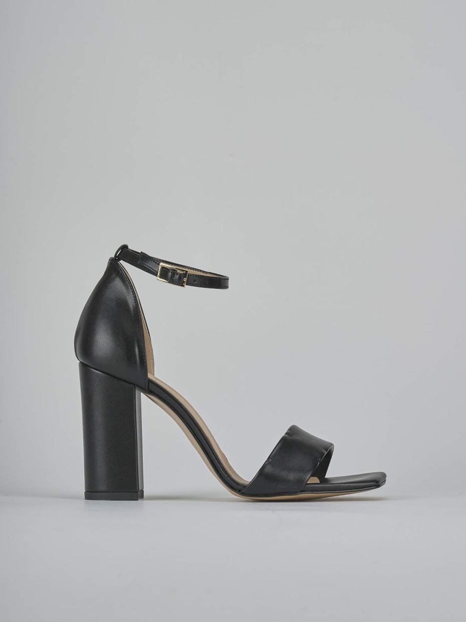 Sandalias de tacón alto tacón 9 cm negro cuero