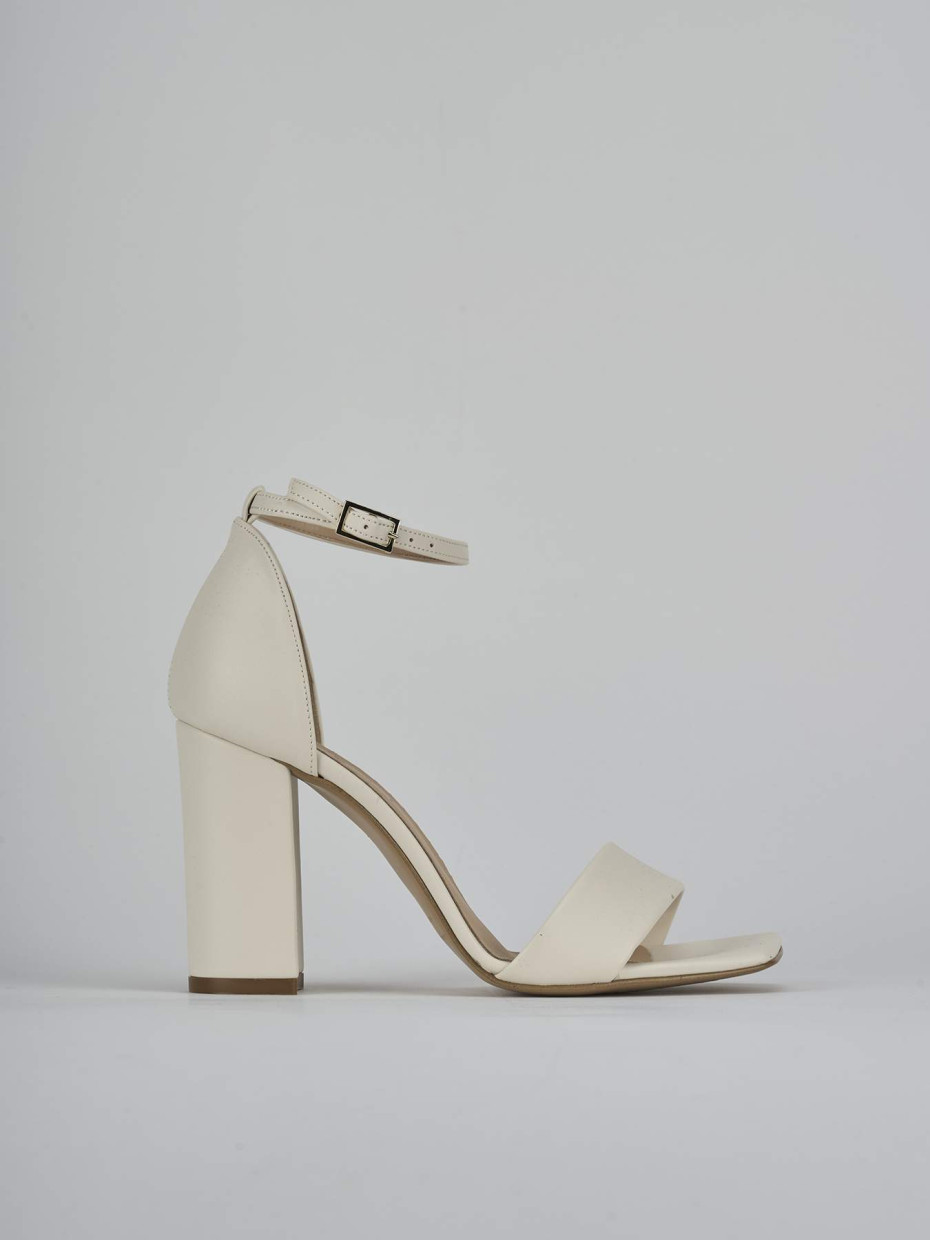 Sandalias de tacón alto tacón 9 cm beis cuero