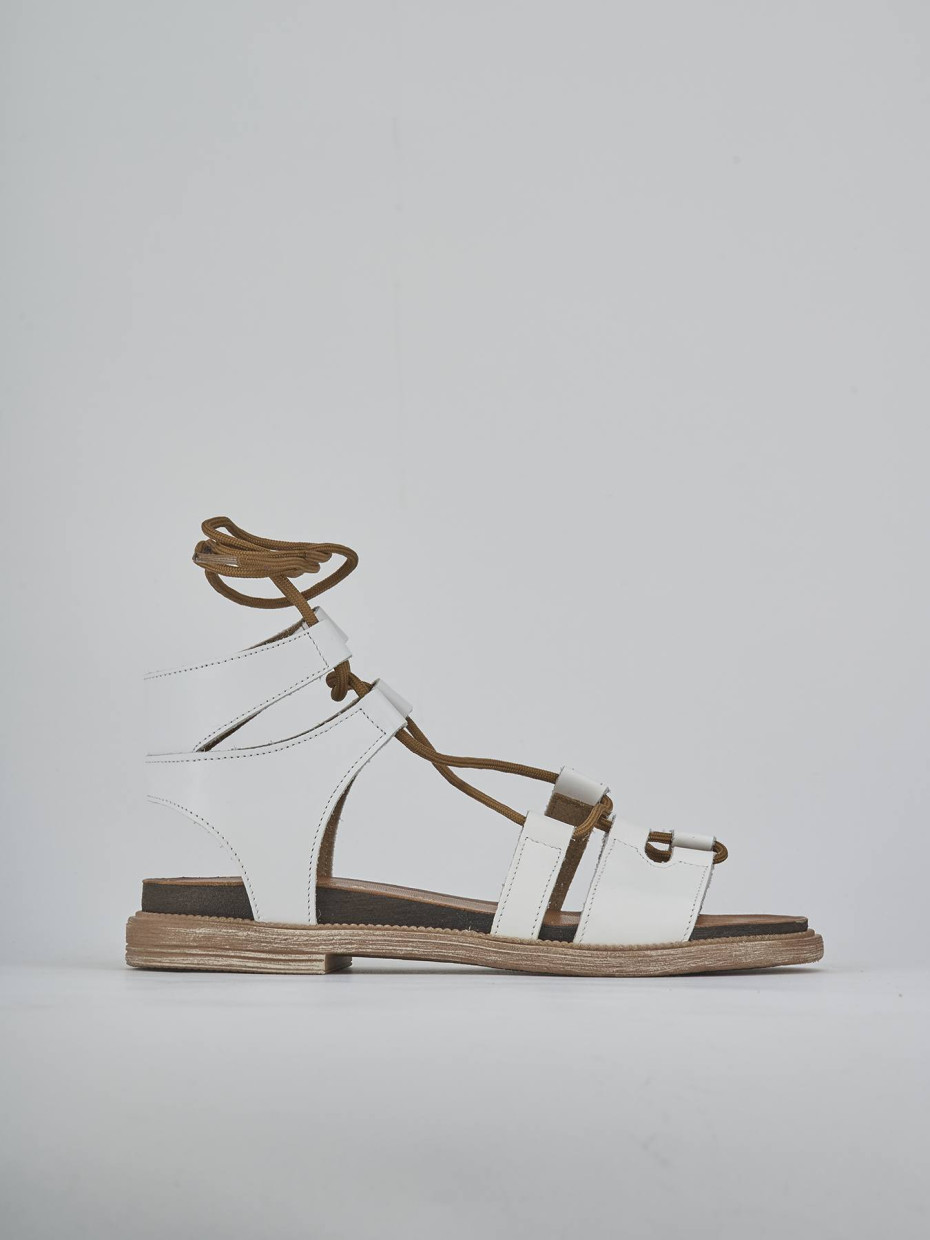Sandalias de tacón bajo tacón 1 cm blanco cuero