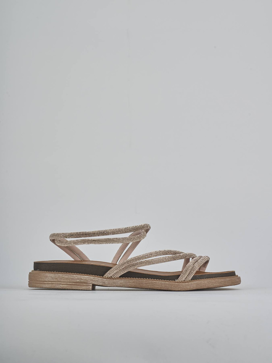 Sandalias de tacón bajo tacón 2 cm bronce cuero