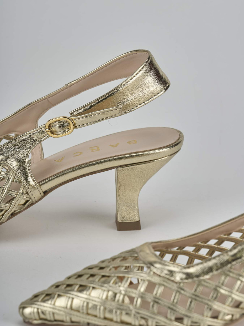 Slingback tacco 6cm laminato oro