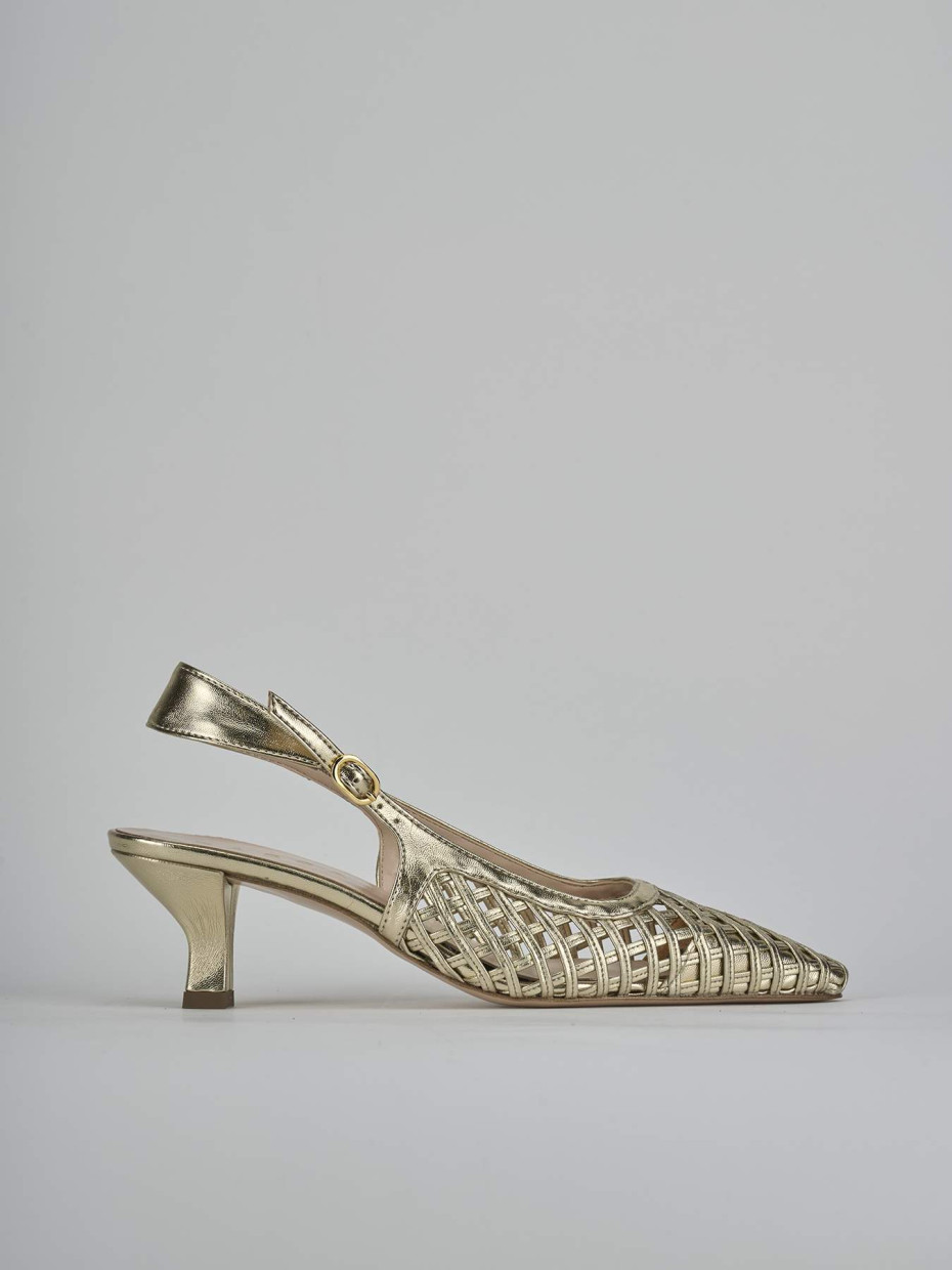 Slingback tacco 6cm laminato oro