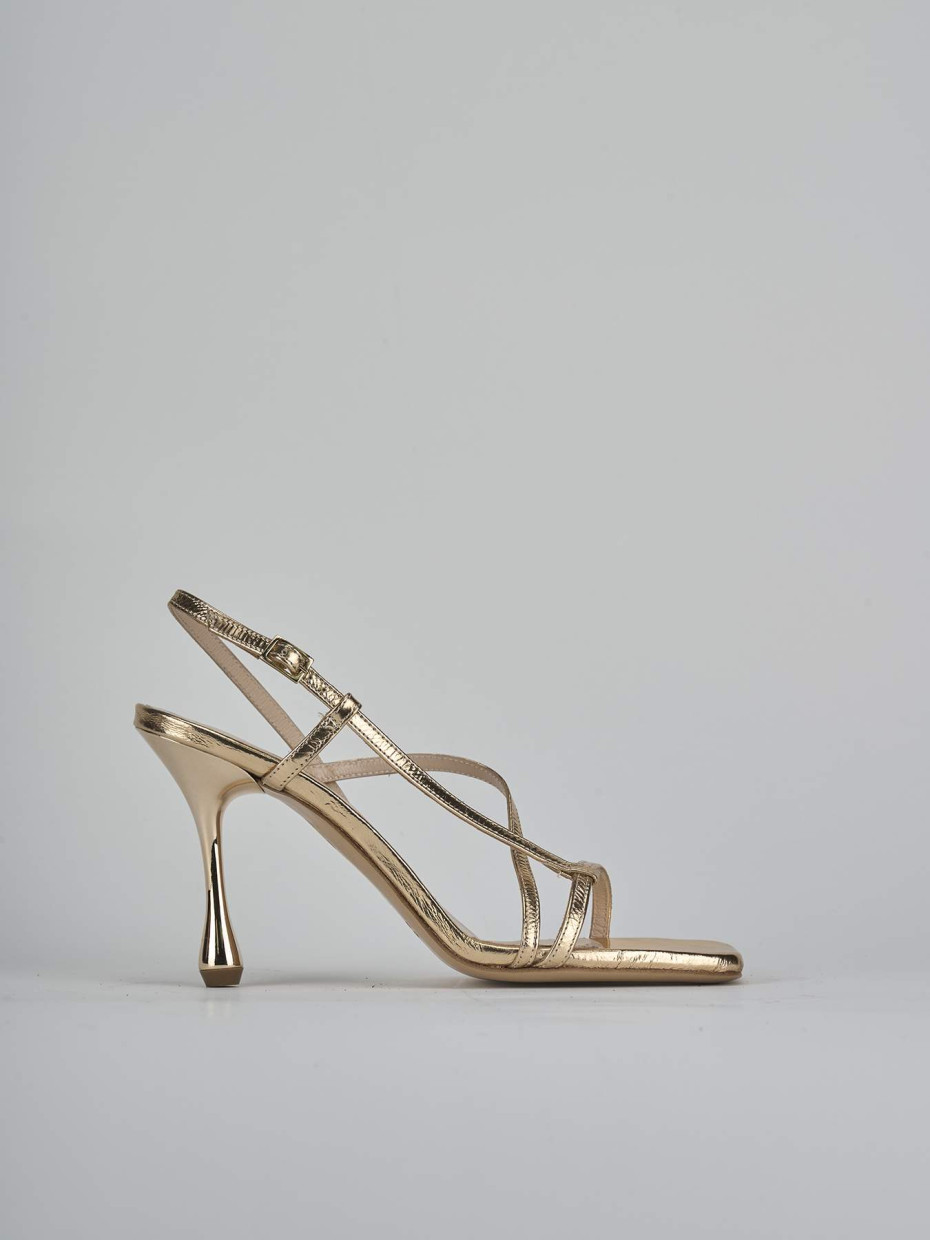 High heel sandals heel 10 cm gold leather