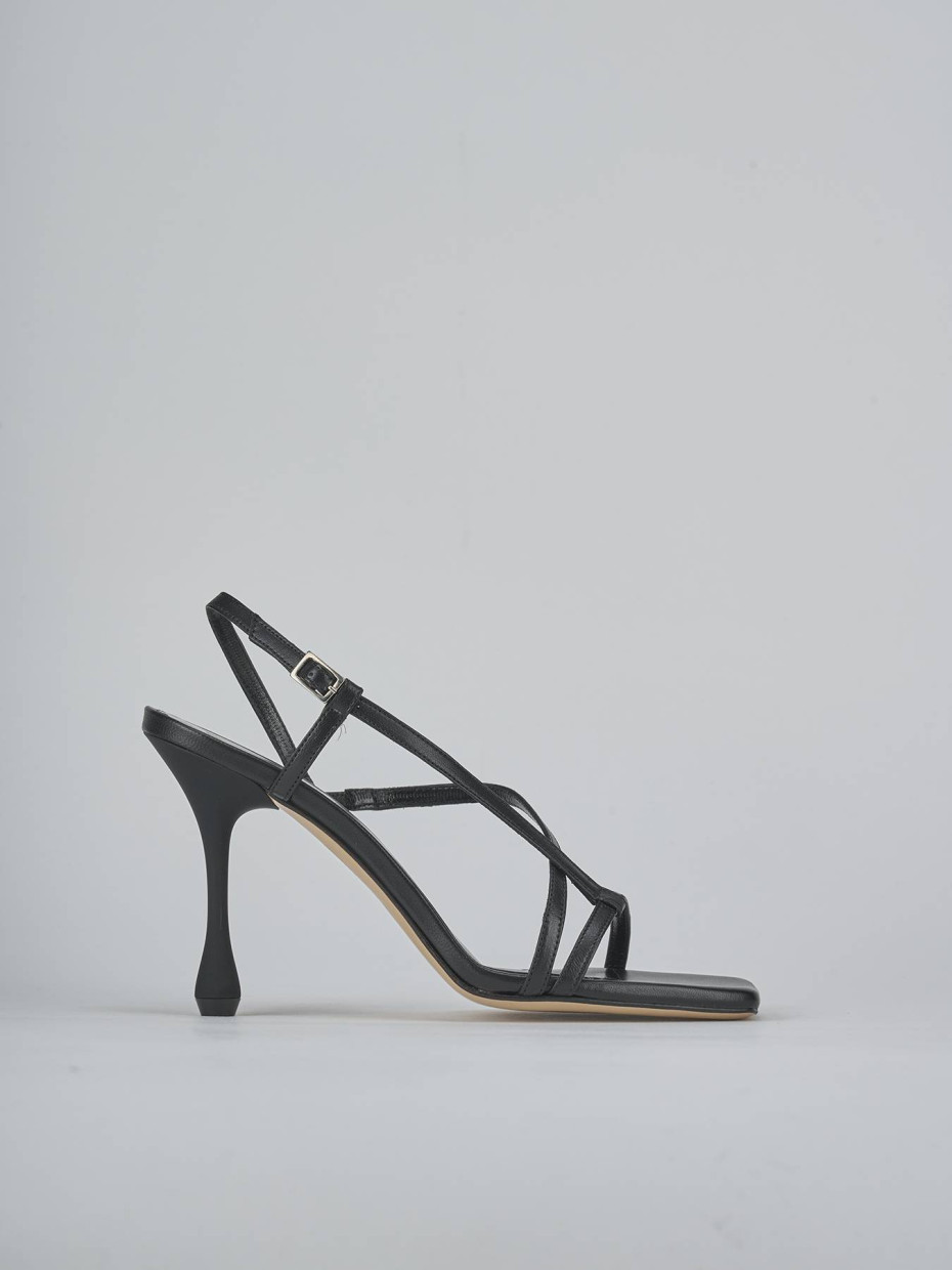Sandalias de tacón alto tacón 10 cm negro cuero