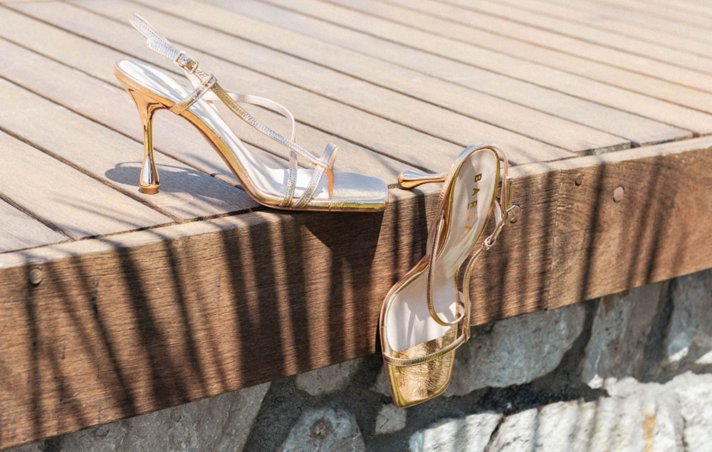 High heel sandals heel 10 cm gold leather
