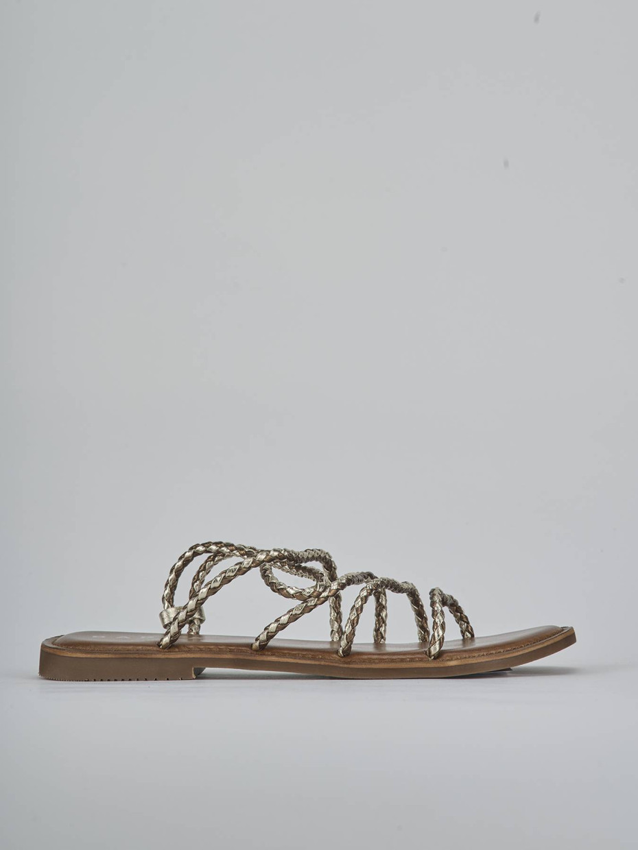 Sandalias de tacón bajo tacón 1 cm bronce cuero