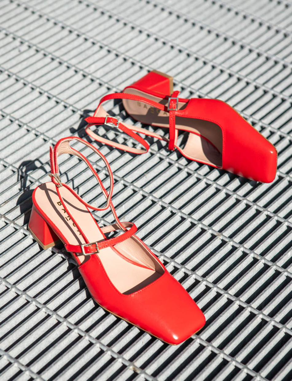 Rebajas extra tacón 5 cm rojo cuero