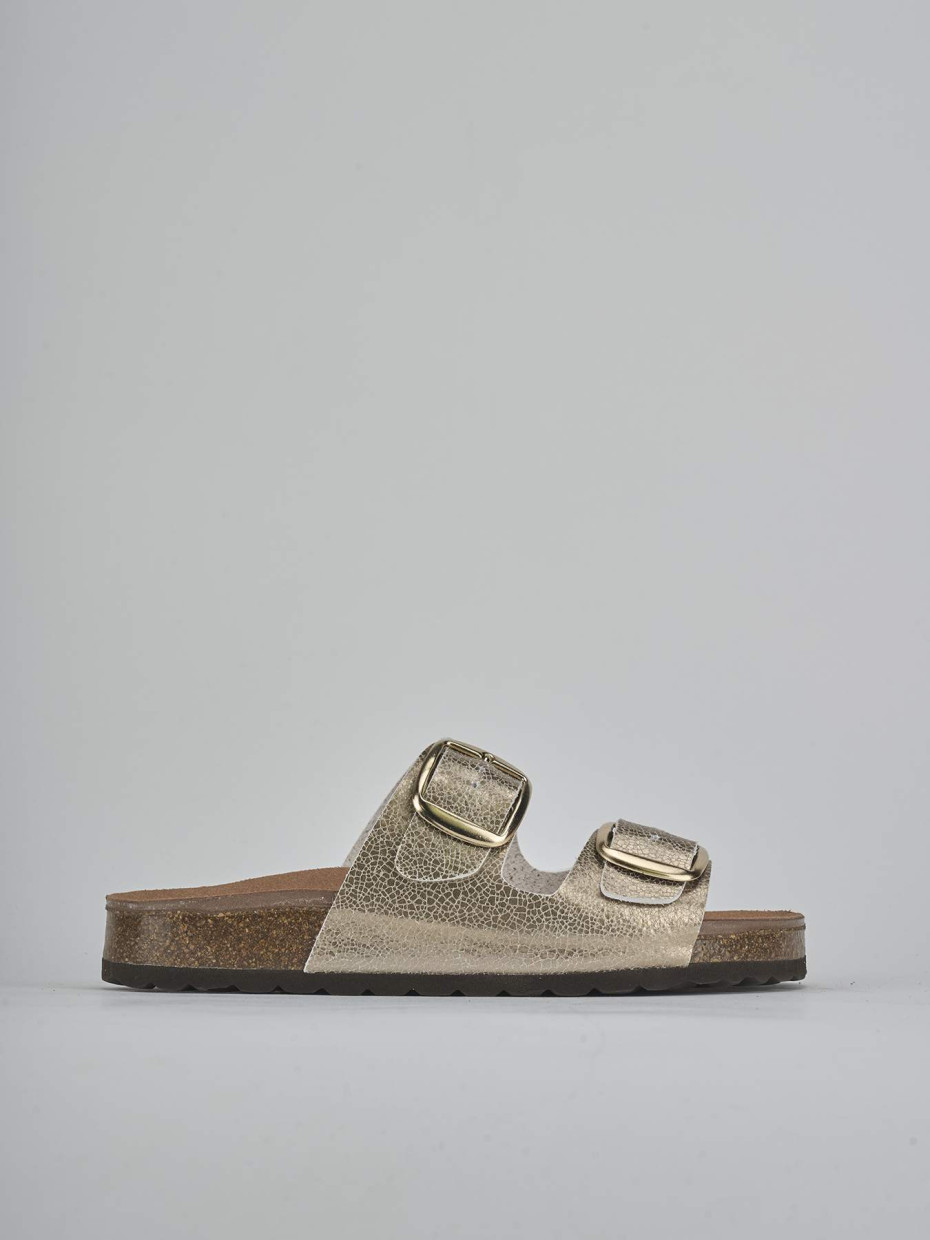 Mules tacón 1 cm oro laminado