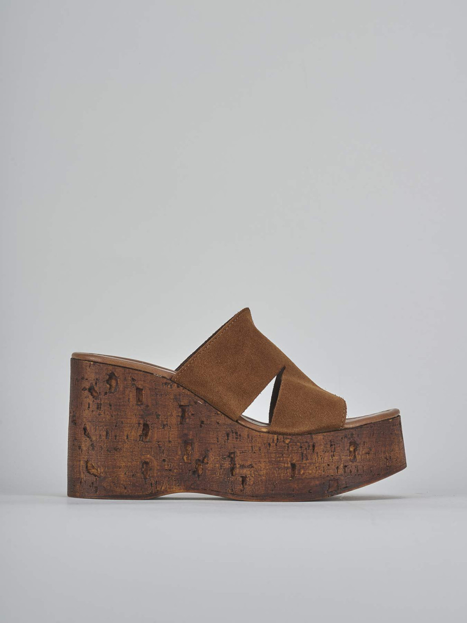 Mules tacón 10 cm marrón ante