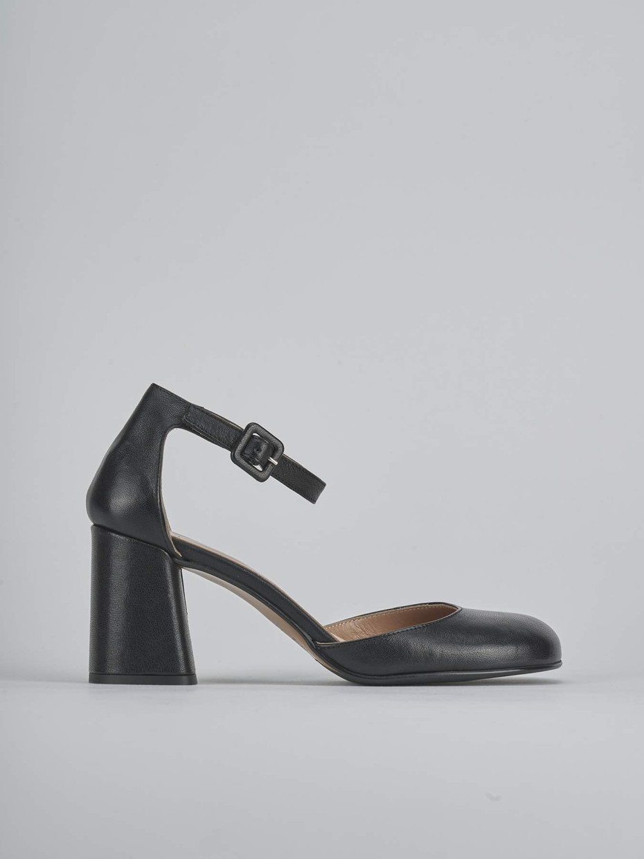 Zapatos de salón tacón 7 cm negro cuero