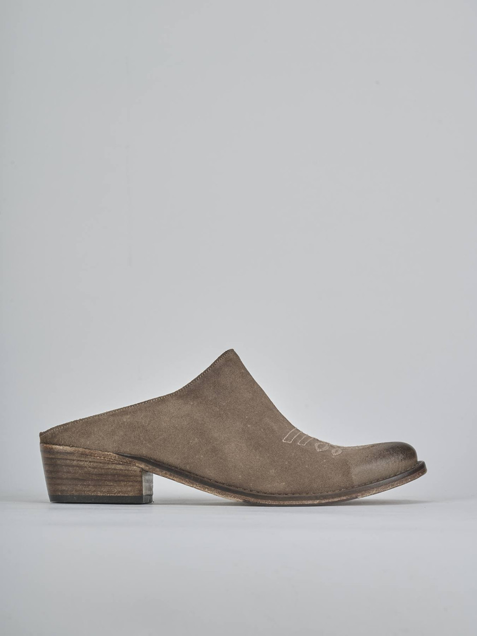 Sabot heel 3 cm dark brown suede