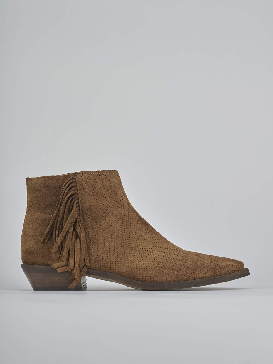 Botines de tacón bajo tacón 2 cm marrón ante
