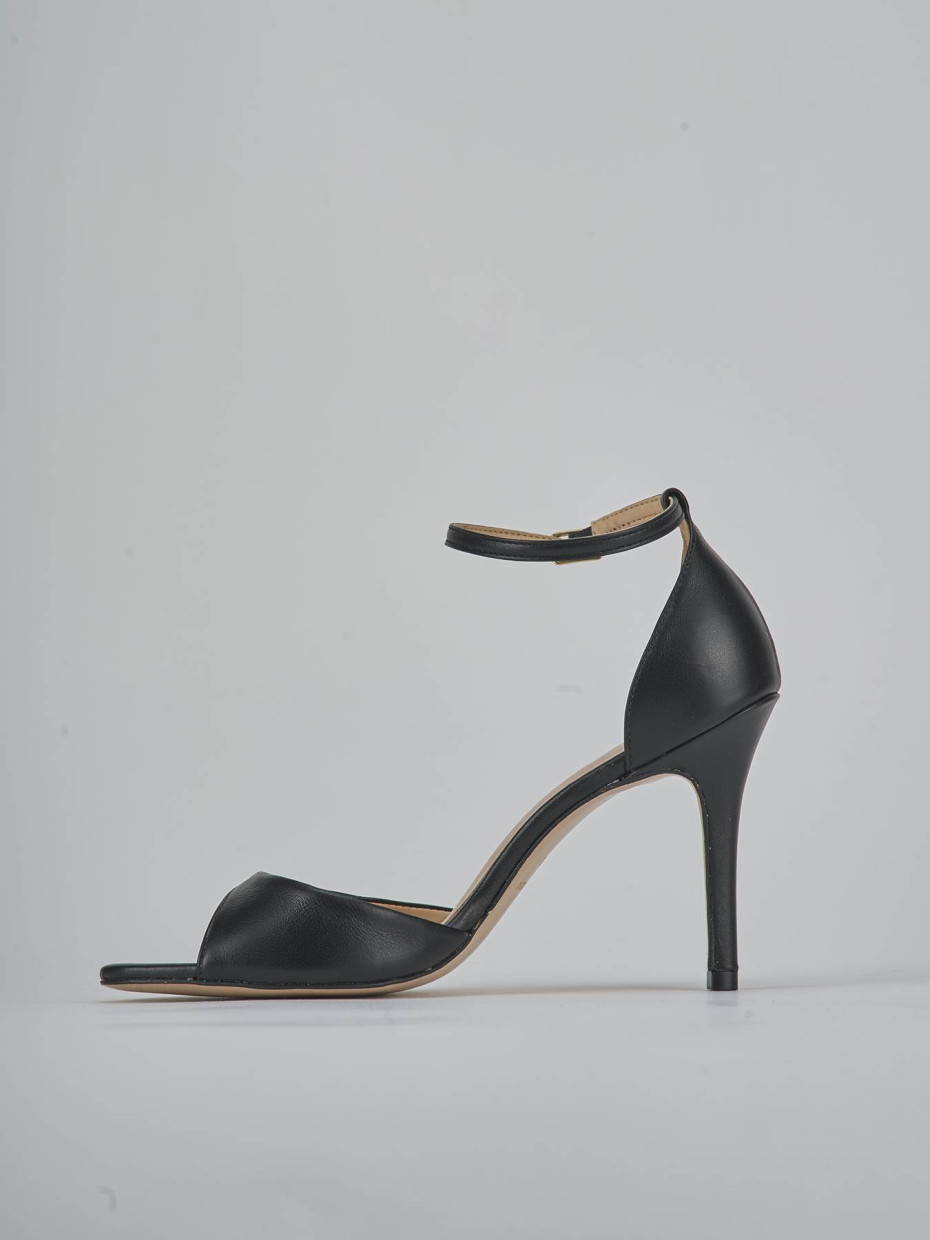 Sandalias de tacón alto tacón 9 cm negro cuero