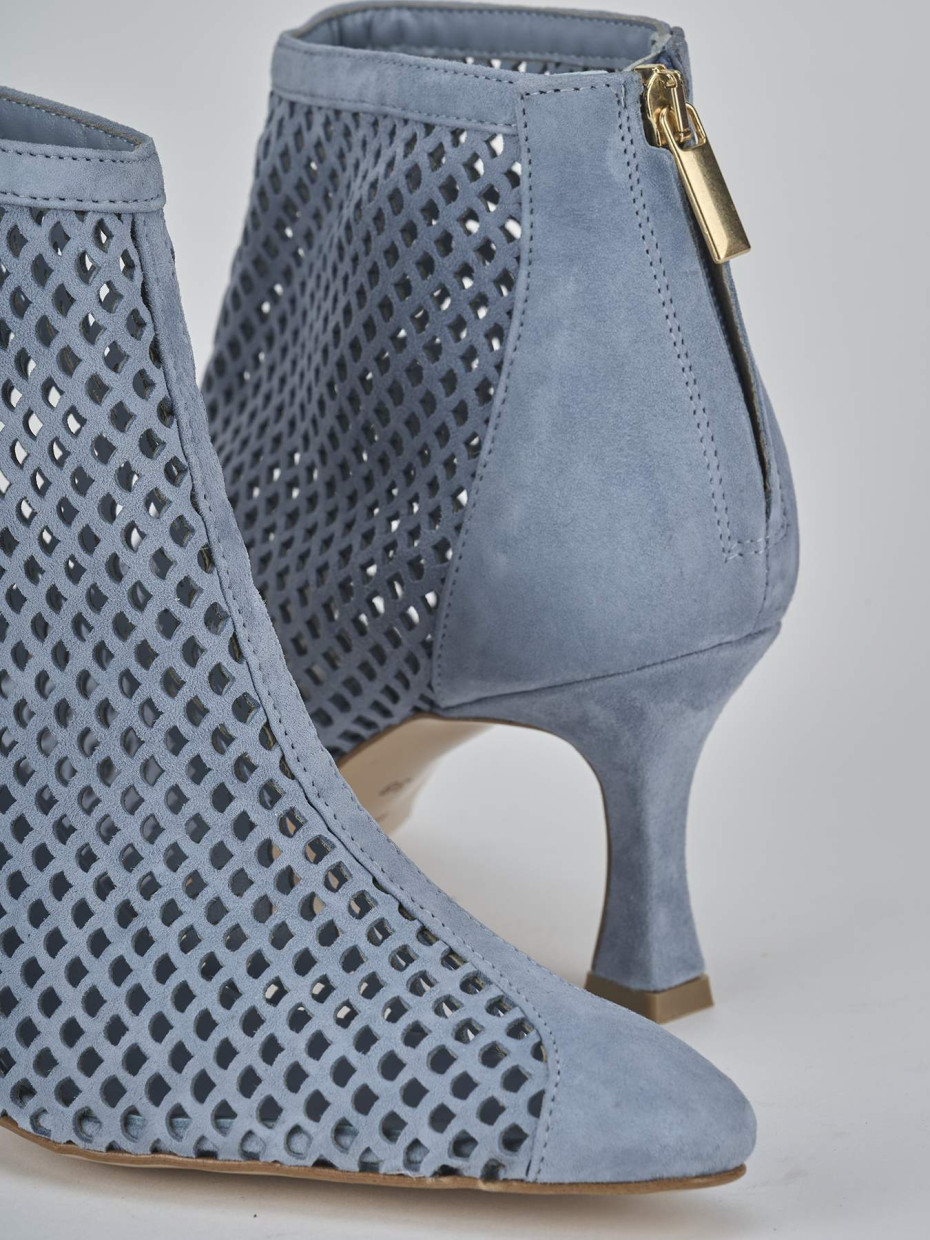 Botines de tacón alto tacón 7 cm turquesa ante