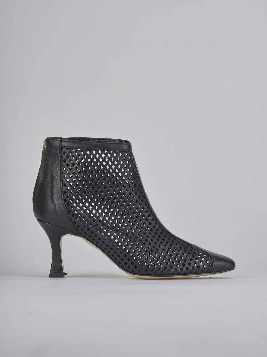 Botines de tacón alto tacón 7 cm negro cuero