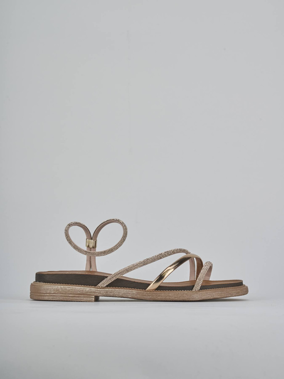 Sandalias de tacón bajo tacón 2 cm bronce cuero