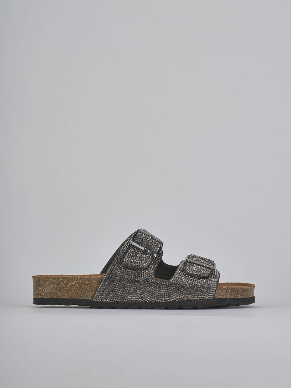 Mules tacón 1 cm negro cuero