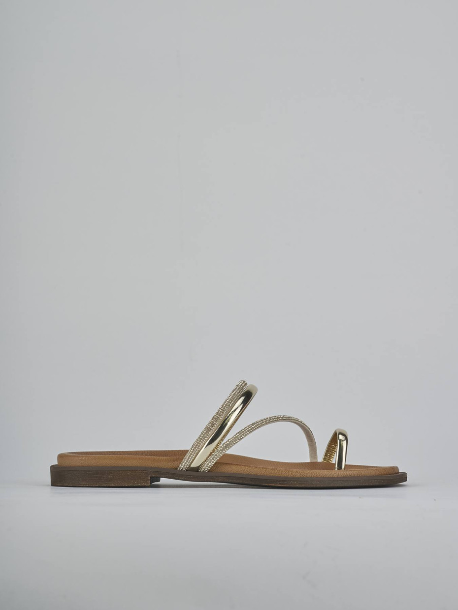 Mules tacón 1 cm oro cuero