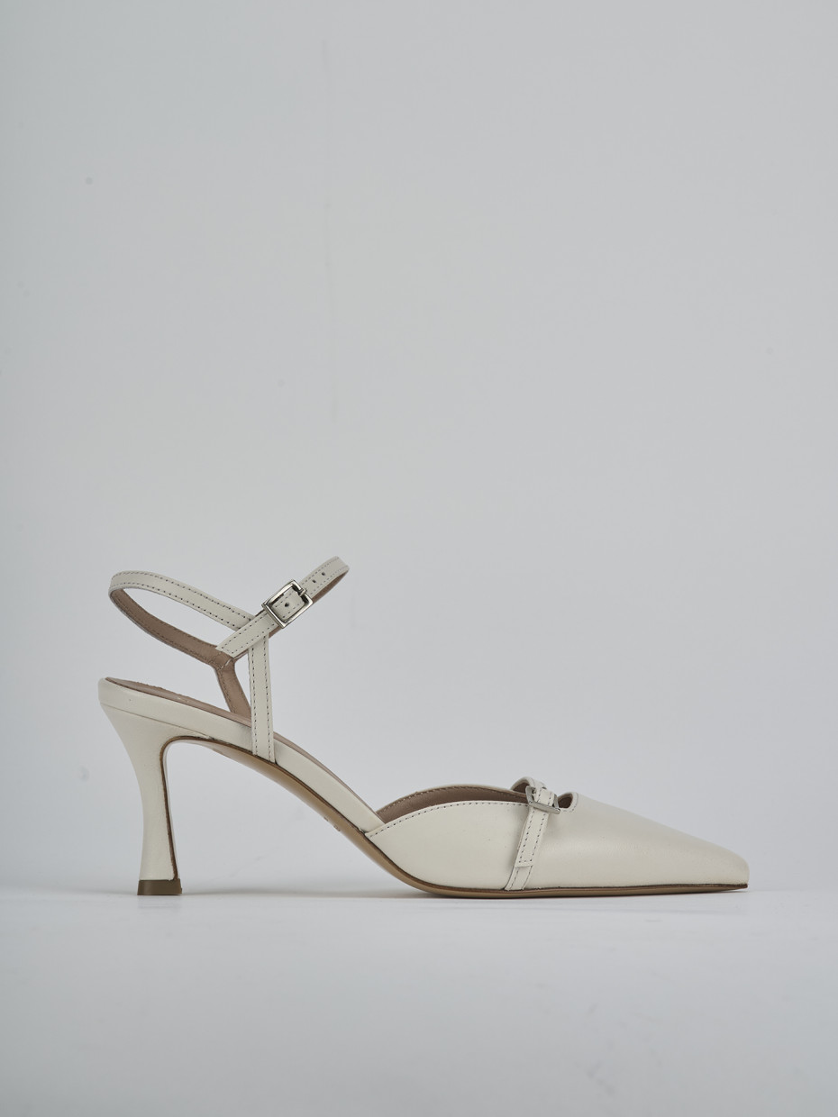 Slingback heel 8 cm white leather