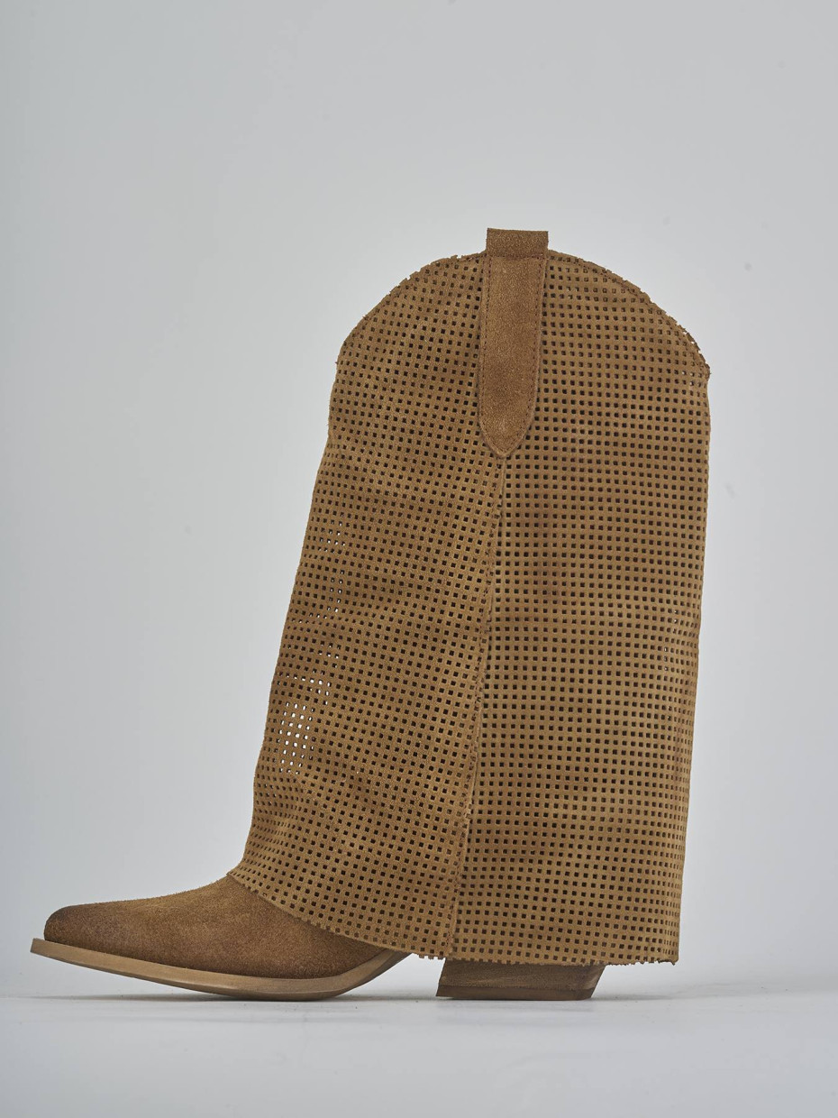 Botas de tacón alto tacón 7 cm marrón ante