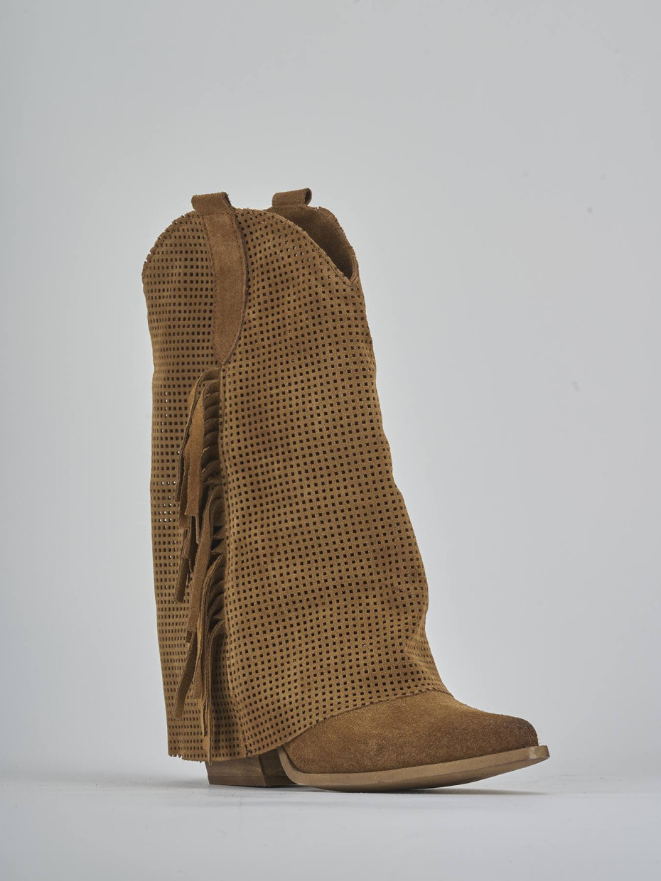 Botas de tacón alto tacón 7 cm marrón ante