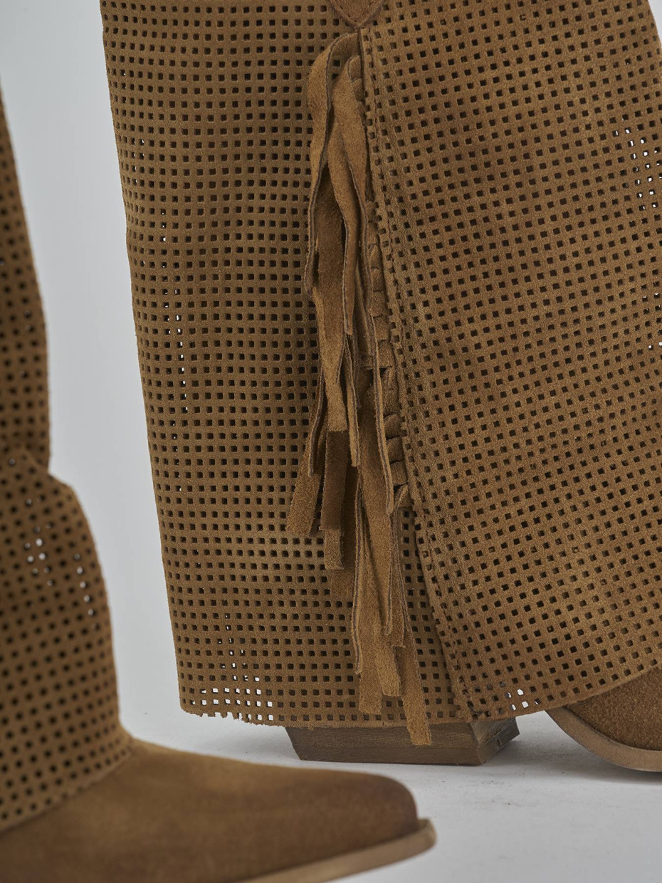 Botas de tacón alto tacón 7 cm marrón ante