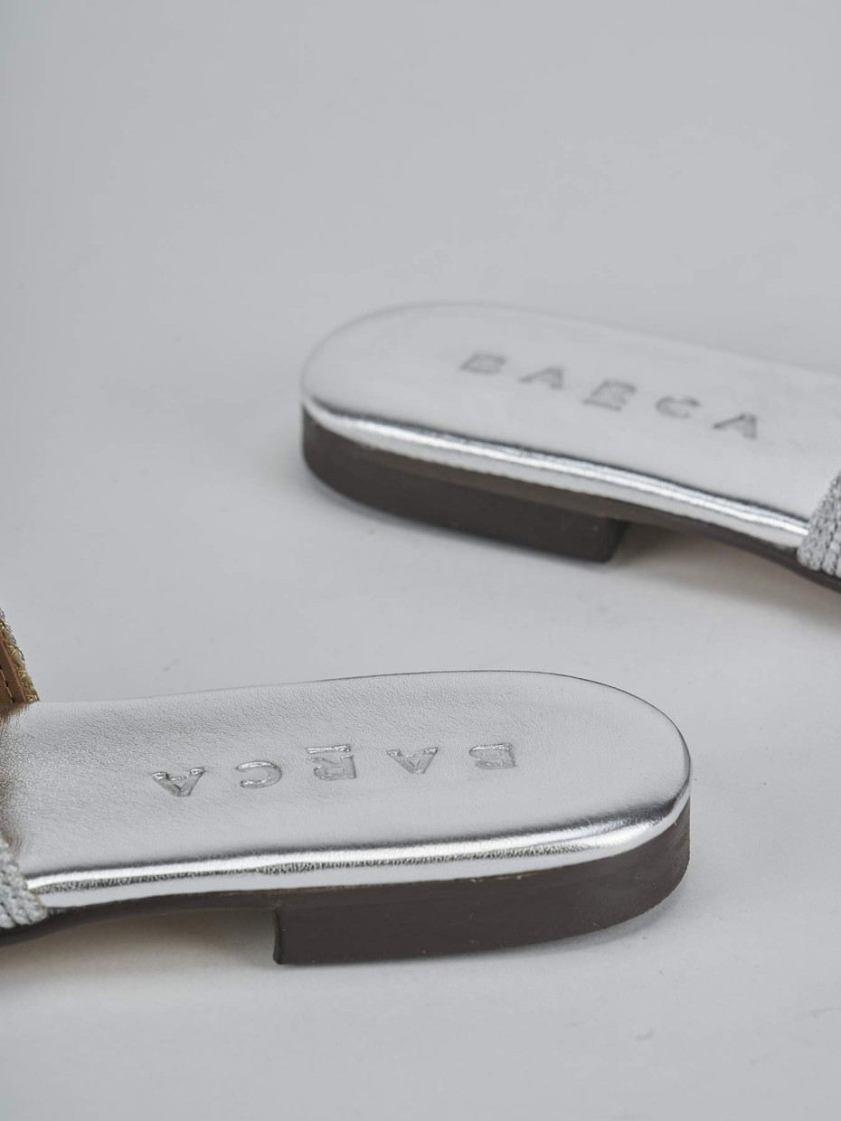 Mules tacón 1 cm plata cuero