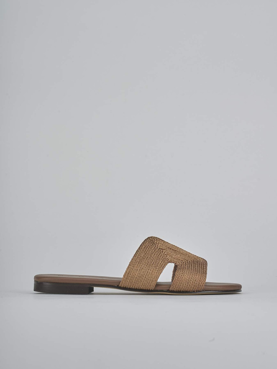 Mules tacón 1 cm marrón cuero
