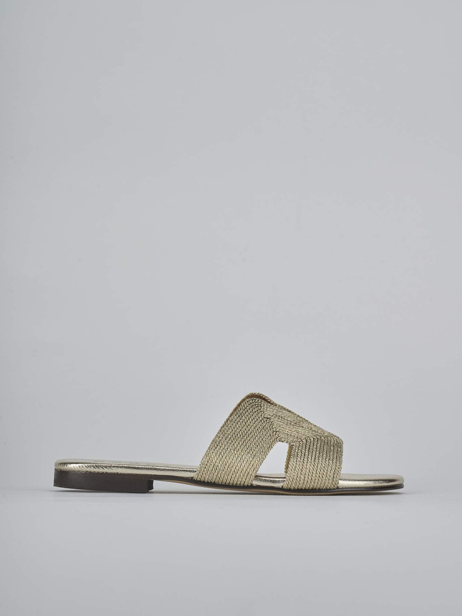 Mules tacón 1 cm oro cuero