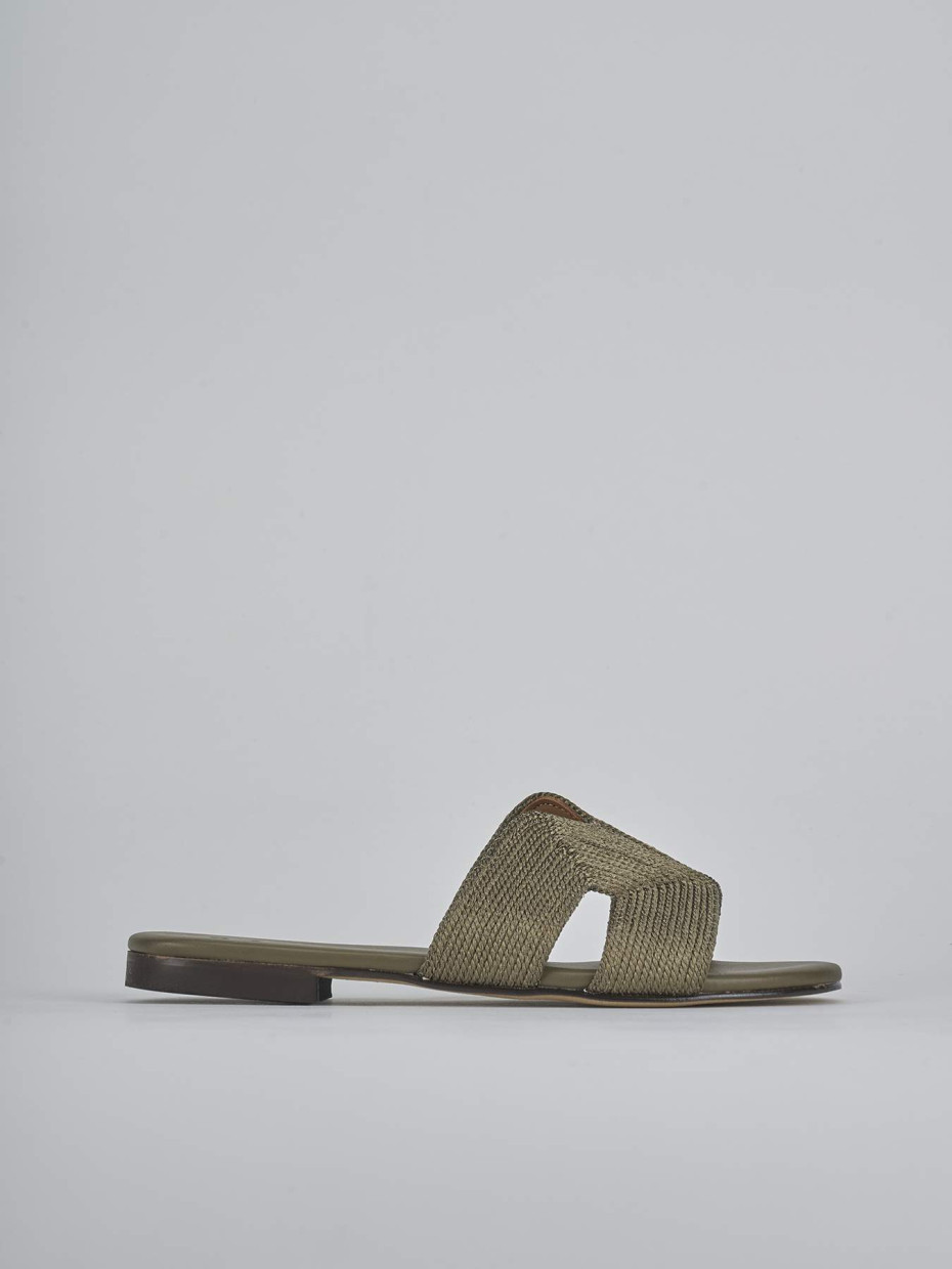 Mules tacón 1 cm verde cuero