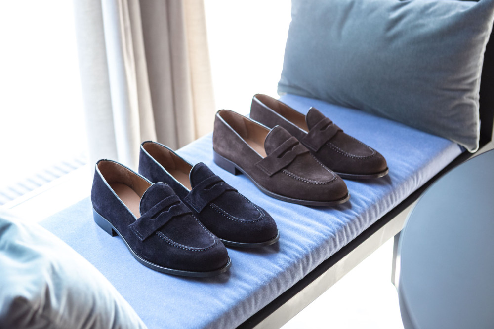 Mocasines azul ante