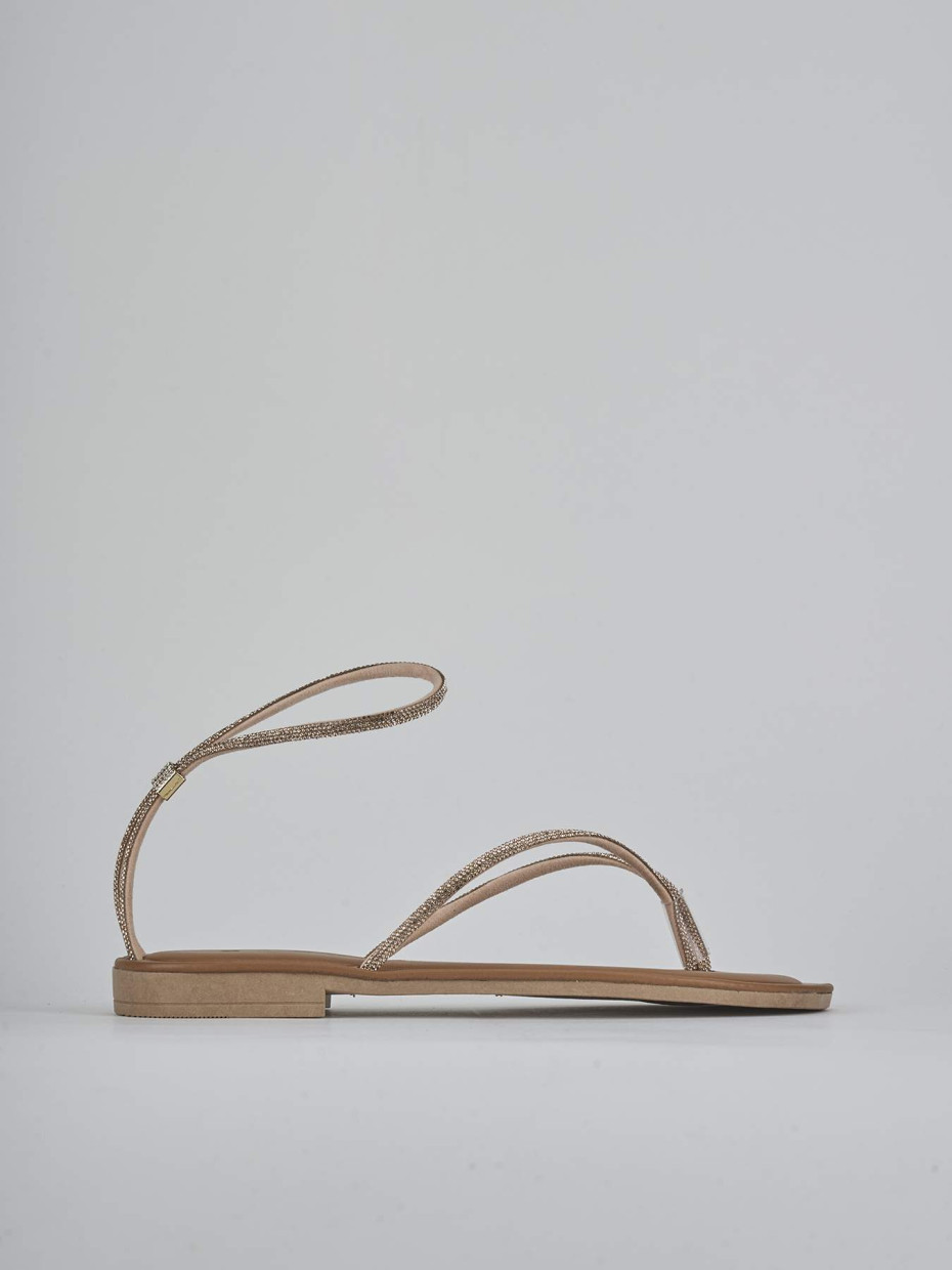 Sandalias de tacón bajo tacón 1 cm rosa cuero