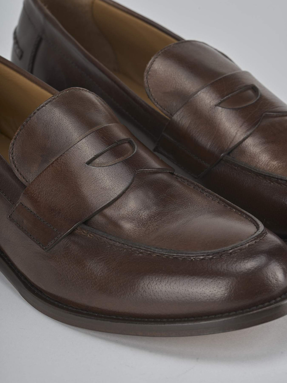 Loafers heel 1 cm dark brown leather