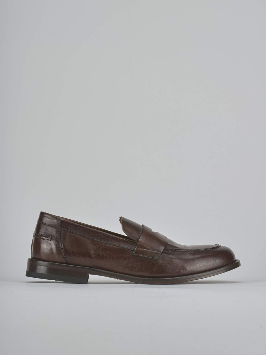 Loafers heel 1 cm dark brown leather