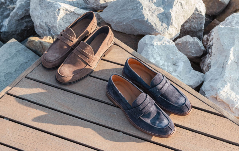 Mocasines azul ante