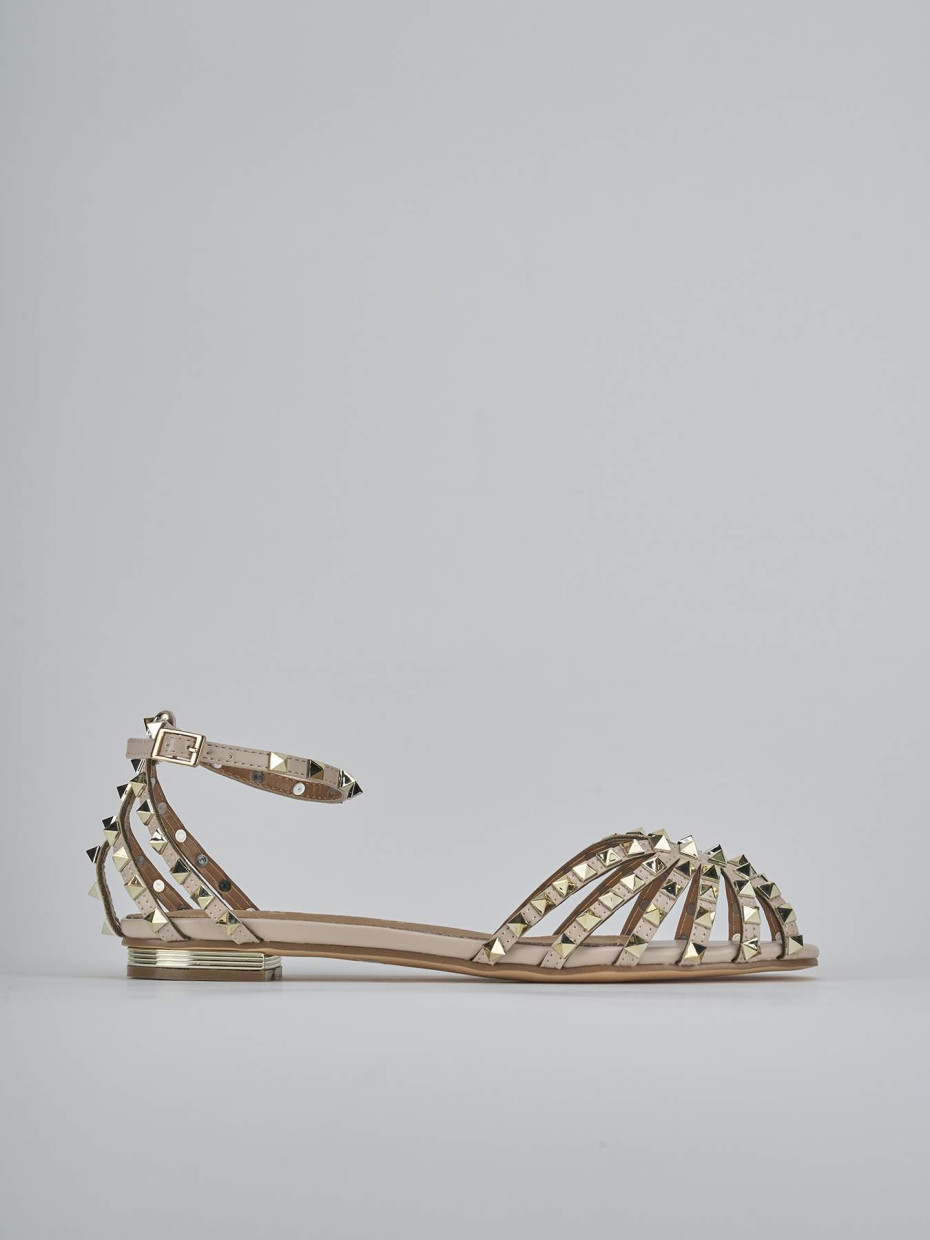 Low heel sandals heel 1 cm beige camoscio sostenible