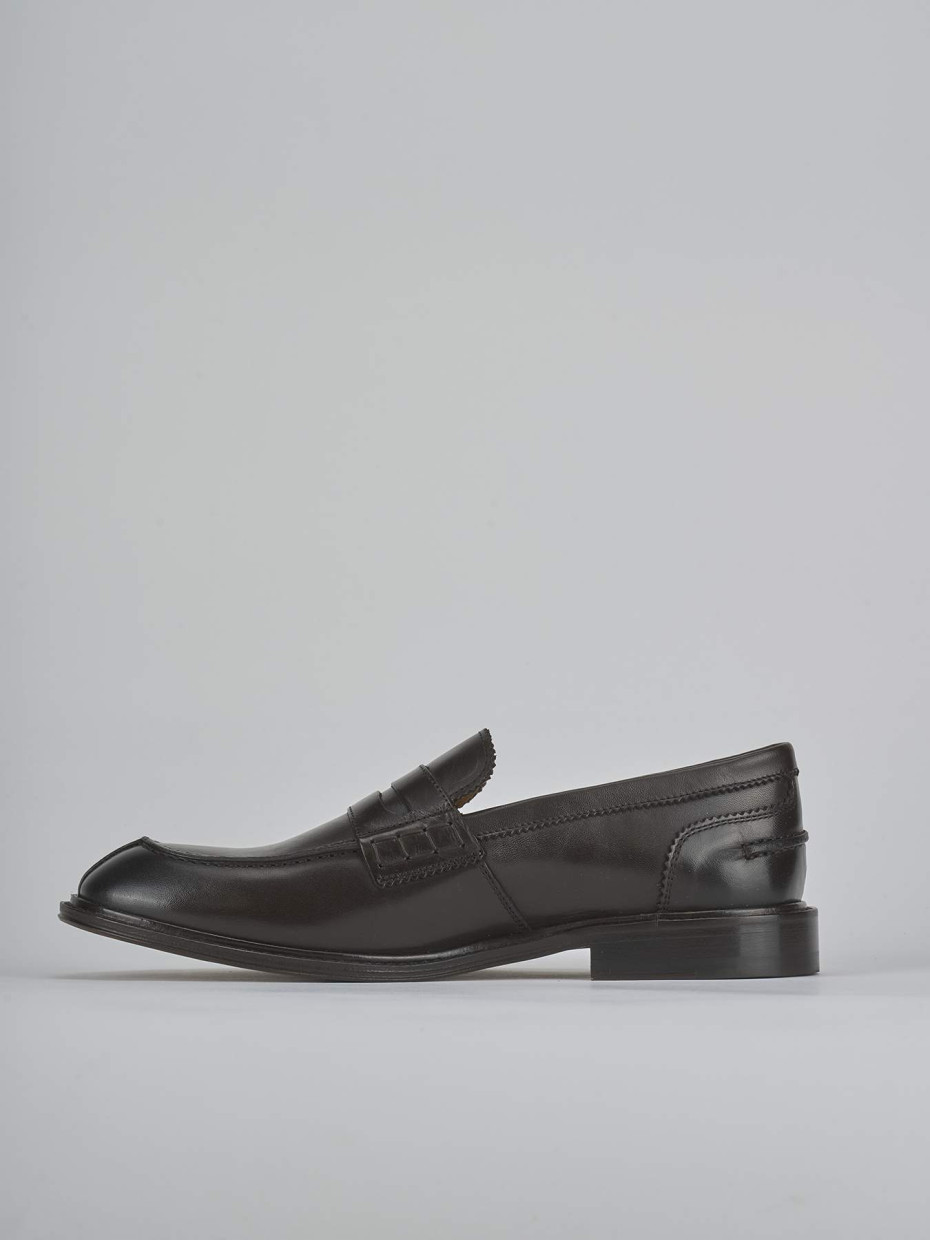Loafers heel 1 cm dark brown leather